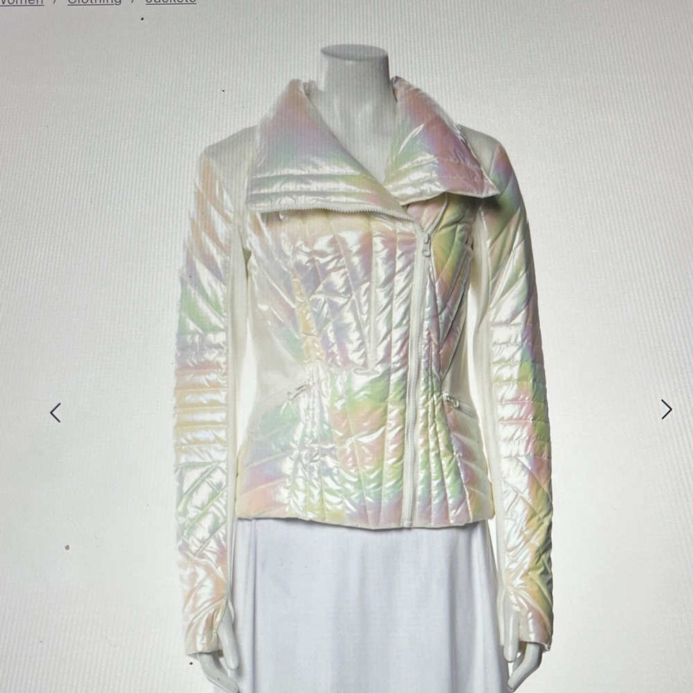 Blanc Noir Holographic Motor Panel Puffer Jacket -NWT - Picture 2 of 12